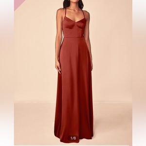 Azazie Mei Stretch Satin Bridesmaid Dress Terracotta